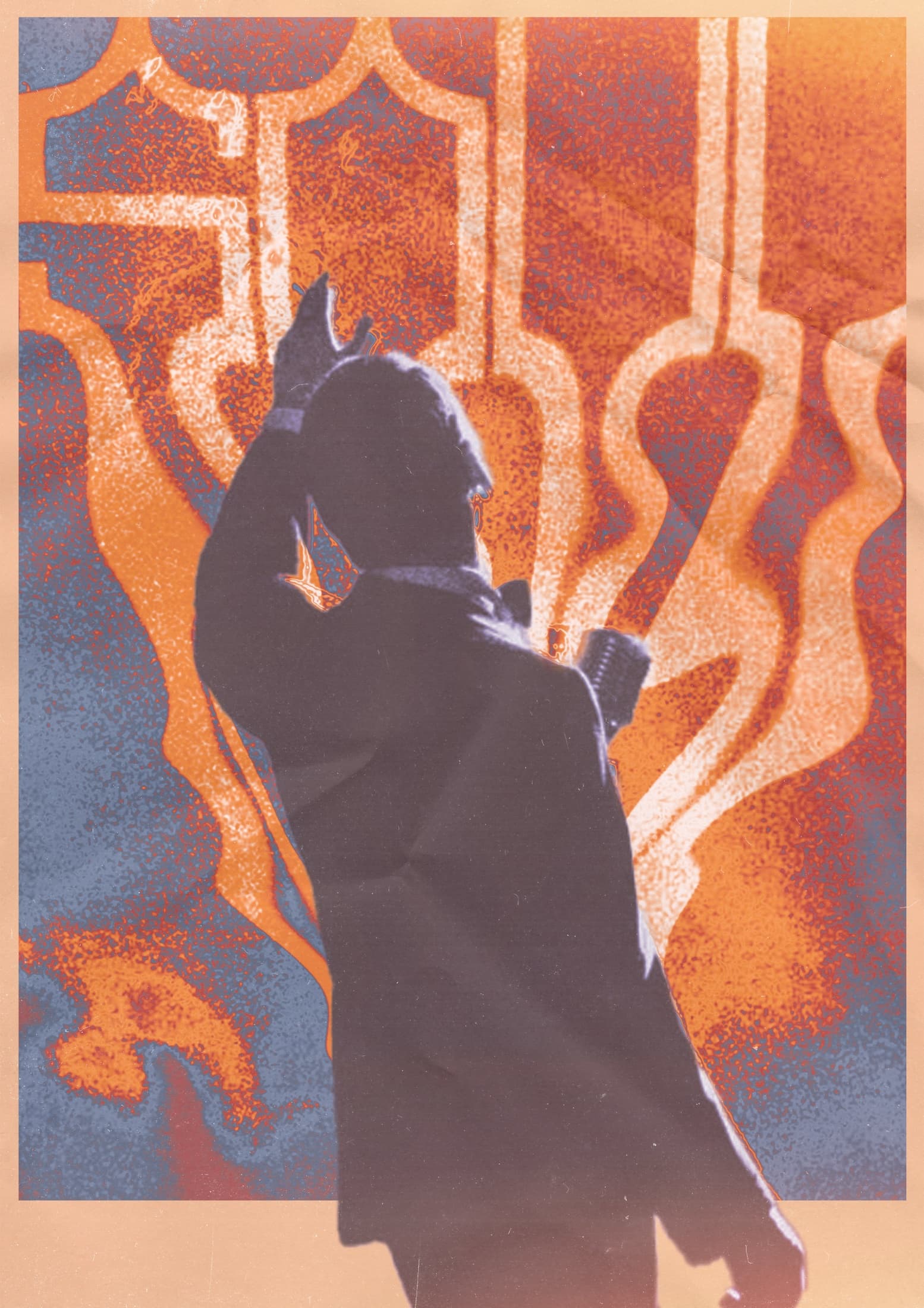 Poster mit Silhouette eines Musikers vor dem Wort Soul in eigens entworfenen, organischen Lettern in Orange-, Rot- und Blautönen